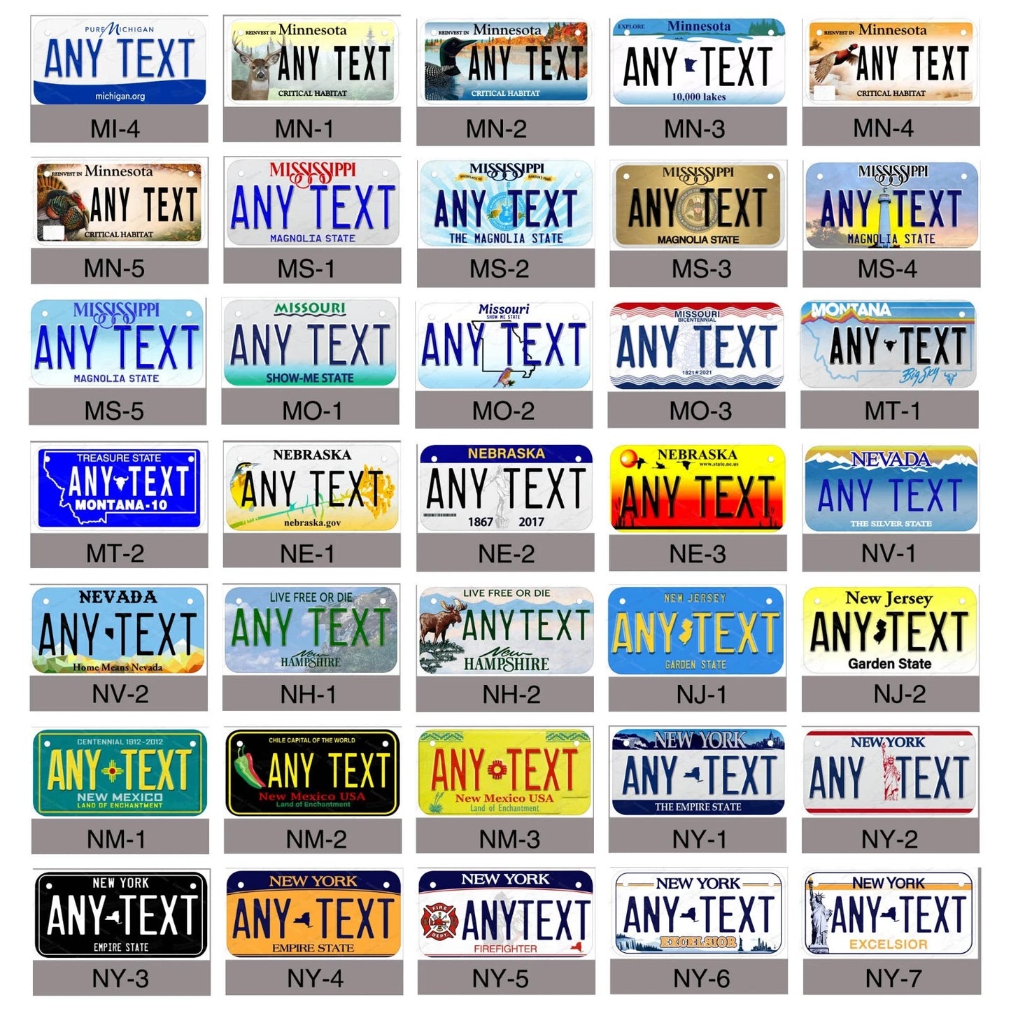 Personalized Any State Kids Mini License Plate Tag for Toys Bicycle Bike etc