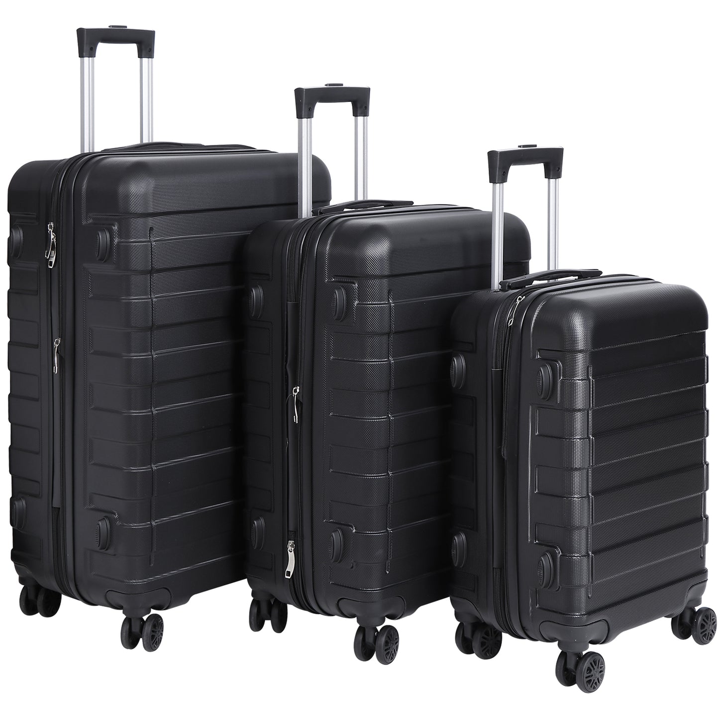 Expandable Luggage Set 3 Piece 21"26"30" Black Hardshell Suitcase with TSA Lock