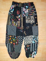 Black Patchwork Harem Pants, Boho Hippie Harem Pants, Wide Leg Yoga Trousers