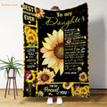 To My Daughter Fleece Blanket, Personalized Sunflower Design, Loving Gift Idea