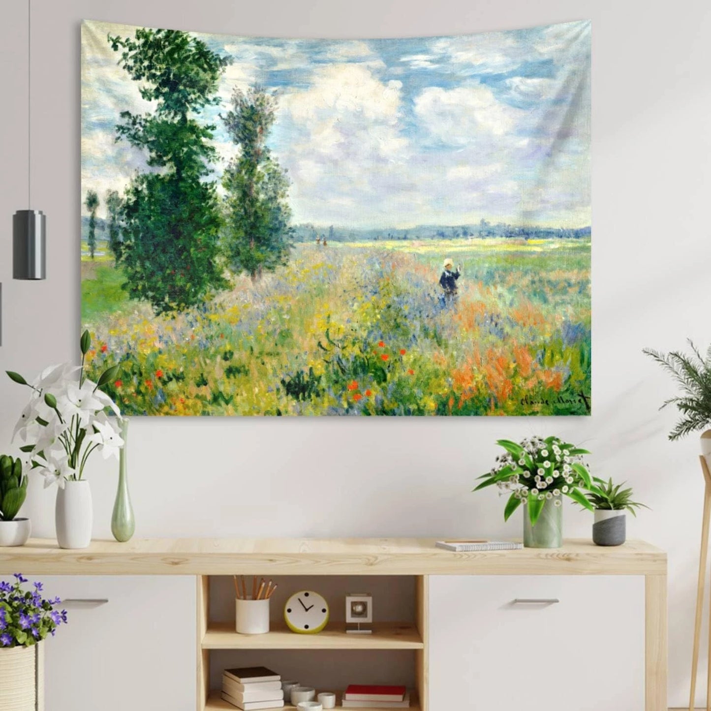 Monet Garden Art Poster Tapestry for 60"L x 51"W,