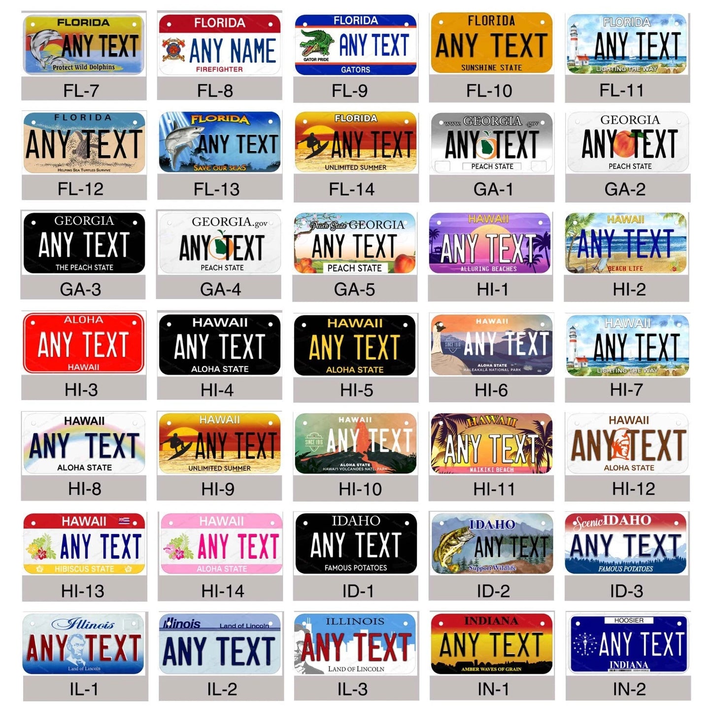 Personalized Any State Kids Mini License Plate Tag for Toys Bicycle Bike etc