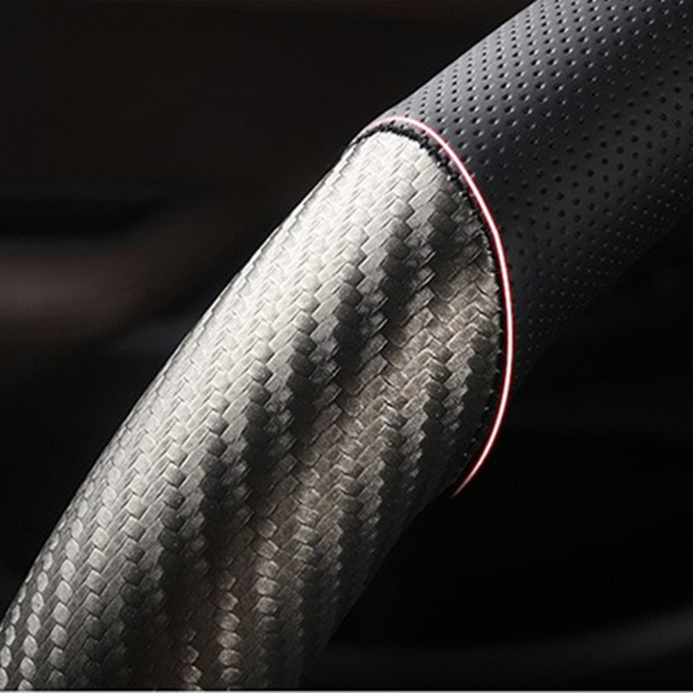 For Ford Car Steering Wheel Cover Carbon Fiber PVC Leather Anti-slip Accessories