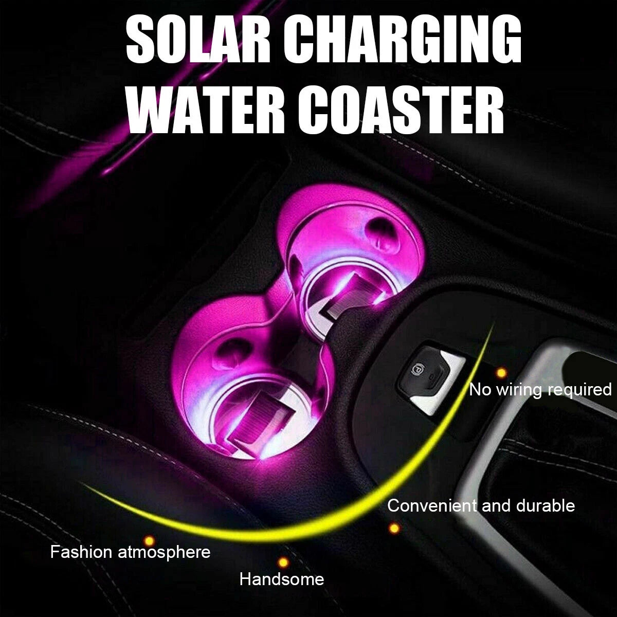 Almohadilla de luz solar LED para taza cubierta de luz para automóvil decoración de interiores accesorios de luz para automóvil 2 piezas-
