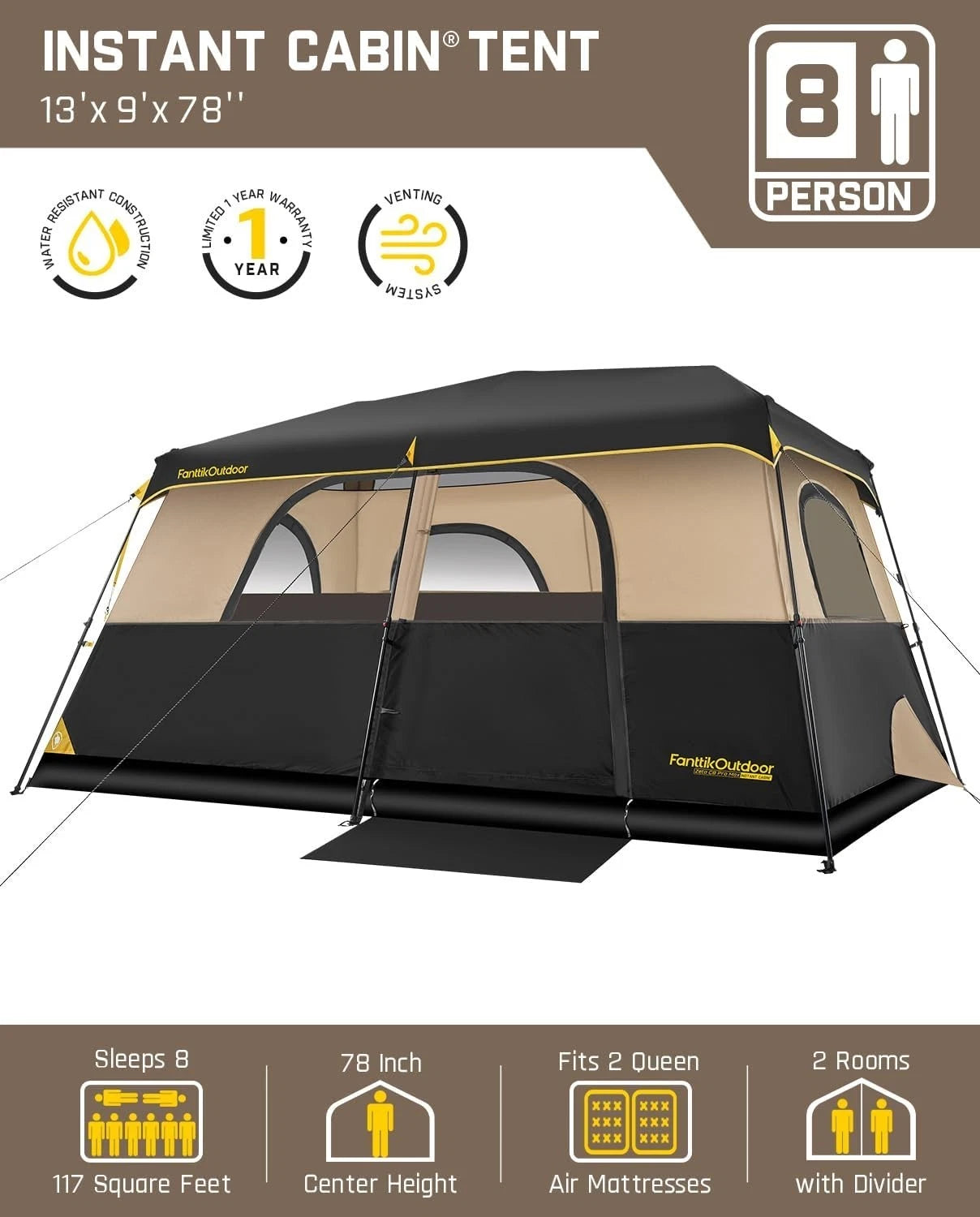 FanttikOutdoor Instant Cabin Tent 8 Person Camping Tent Setup in 60 Seconds with | eBayeBay HomeMore information - About this item conditionDiners Club