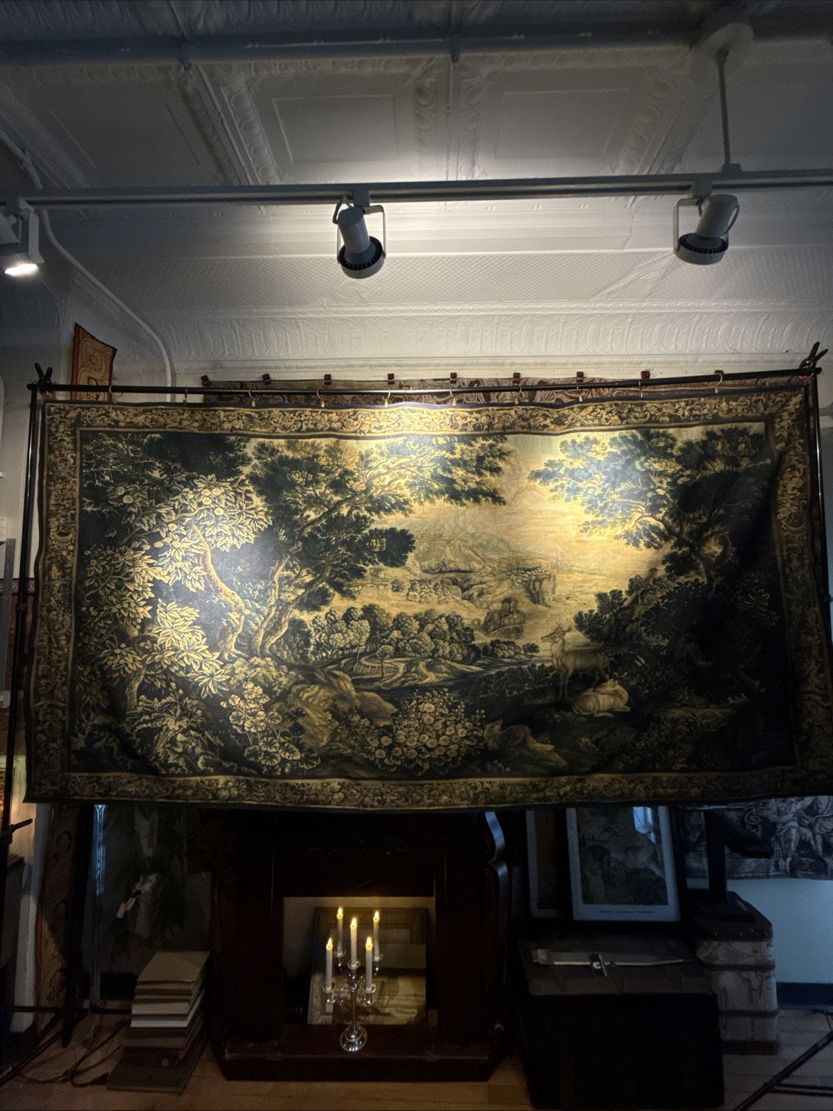 Verdure Tapestry Wall Hanging  17th Century Style Scene Natural Fiber RE559830