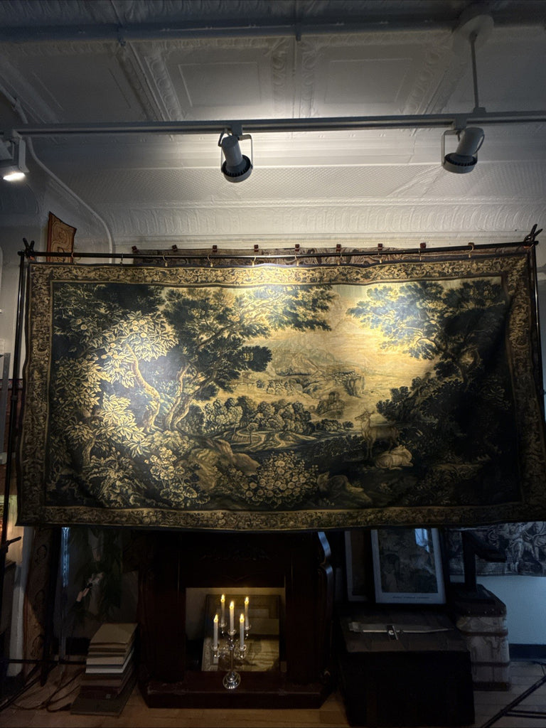 Verdure Tapestry Wall Hanging  17th Century Style Scene Natural Fiber RE559830