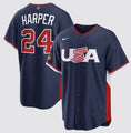 Bryce Harper #24 Name and Number 2026 World Baseball USA Team Navy Tee