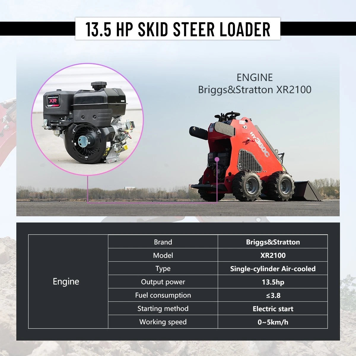 HY360C FREE SHIP/unloading Wheeled Mini Skid Steer Loader 13.5HP B&S Gas  Engine