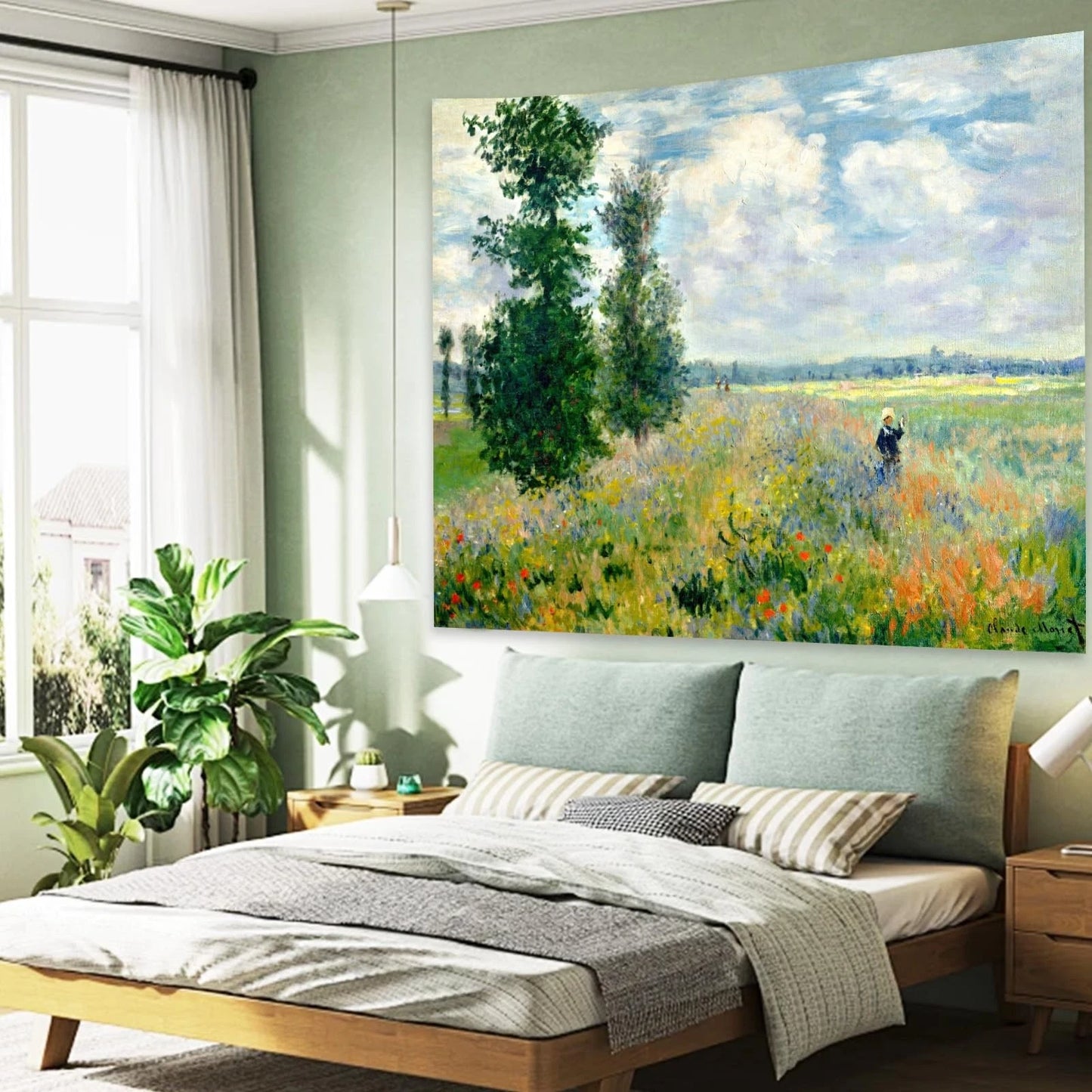 Monet Garden Art Poster Tapestry for 60"L x 51"W,