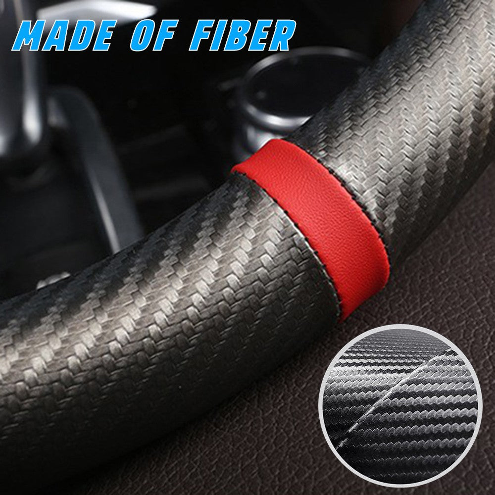 For Ford Car Steering Wheel Cover Carbon Fiber PVC Leather Anti-slip Accessories