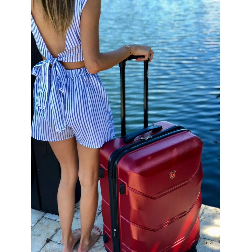 Lightweight 30-inch Red Travel Suitcase Hard Side Luggage with Spinner Wheels