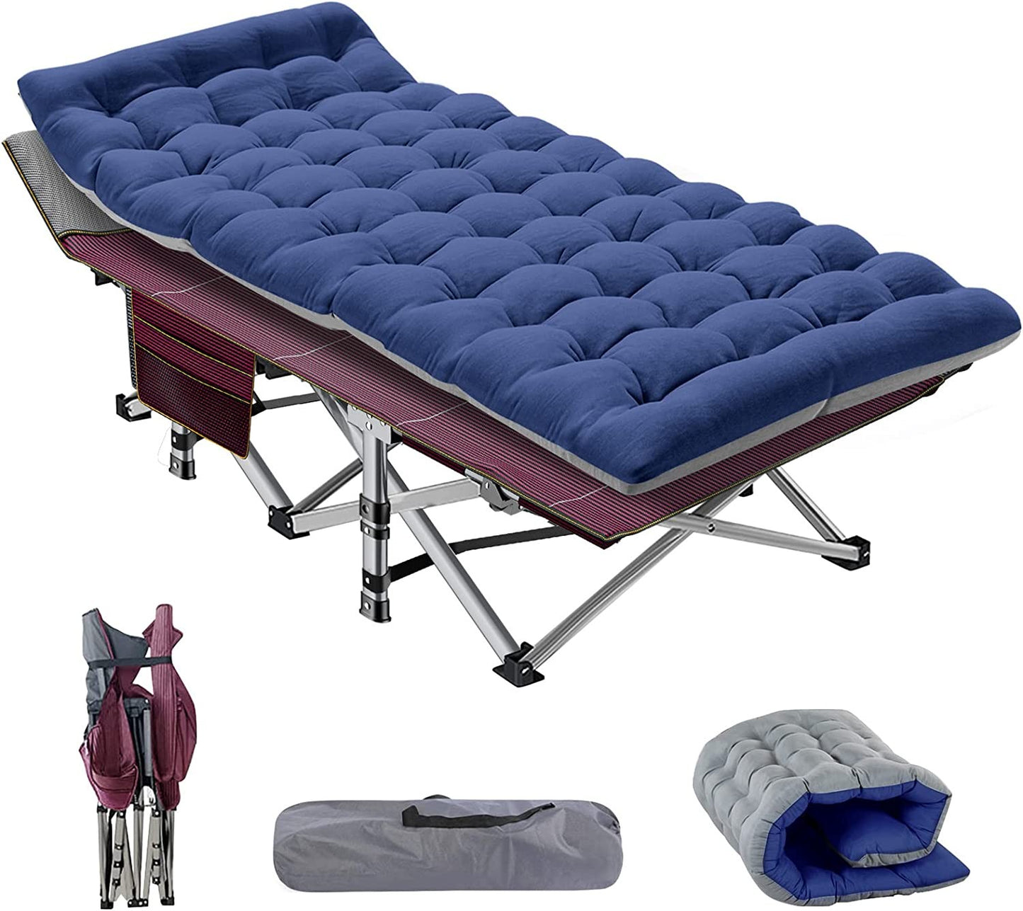NAIZEA Camping Cot for Adults Heavy-Duty Comfortable Military Mattress Cot & Bag