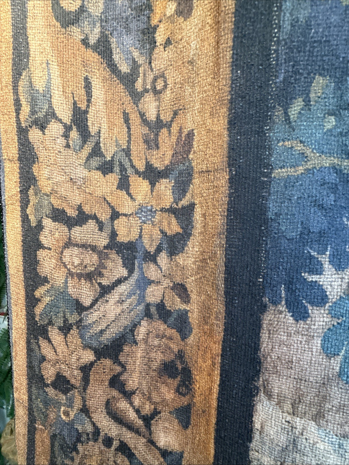 Fully Backed Antique Style Aubusson Verdure Tapestry Reproduction 90inch Tall