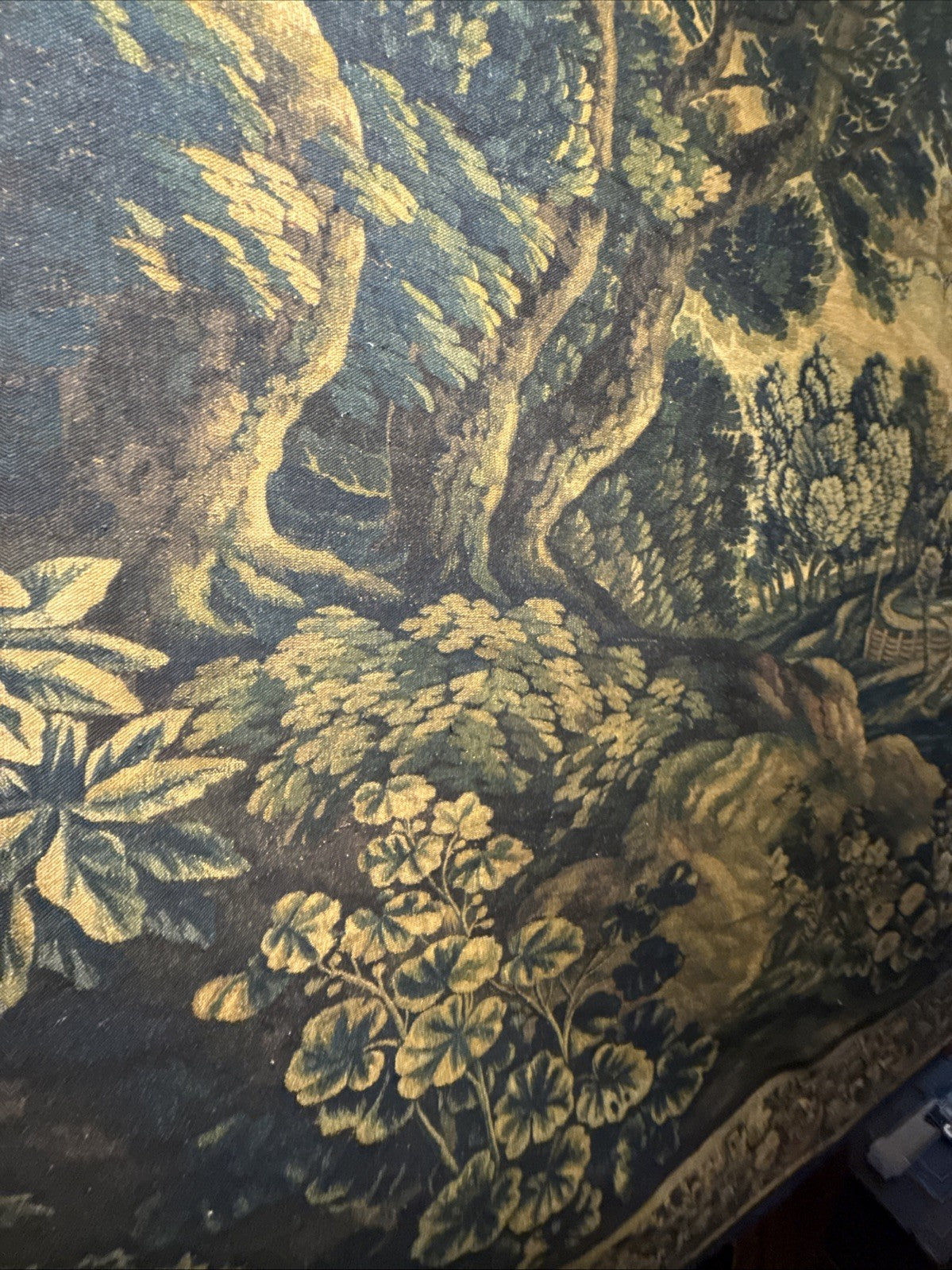 Verdure Tapestry Wall Hanging  17th Century Style Scene Natural Fiber RE559830