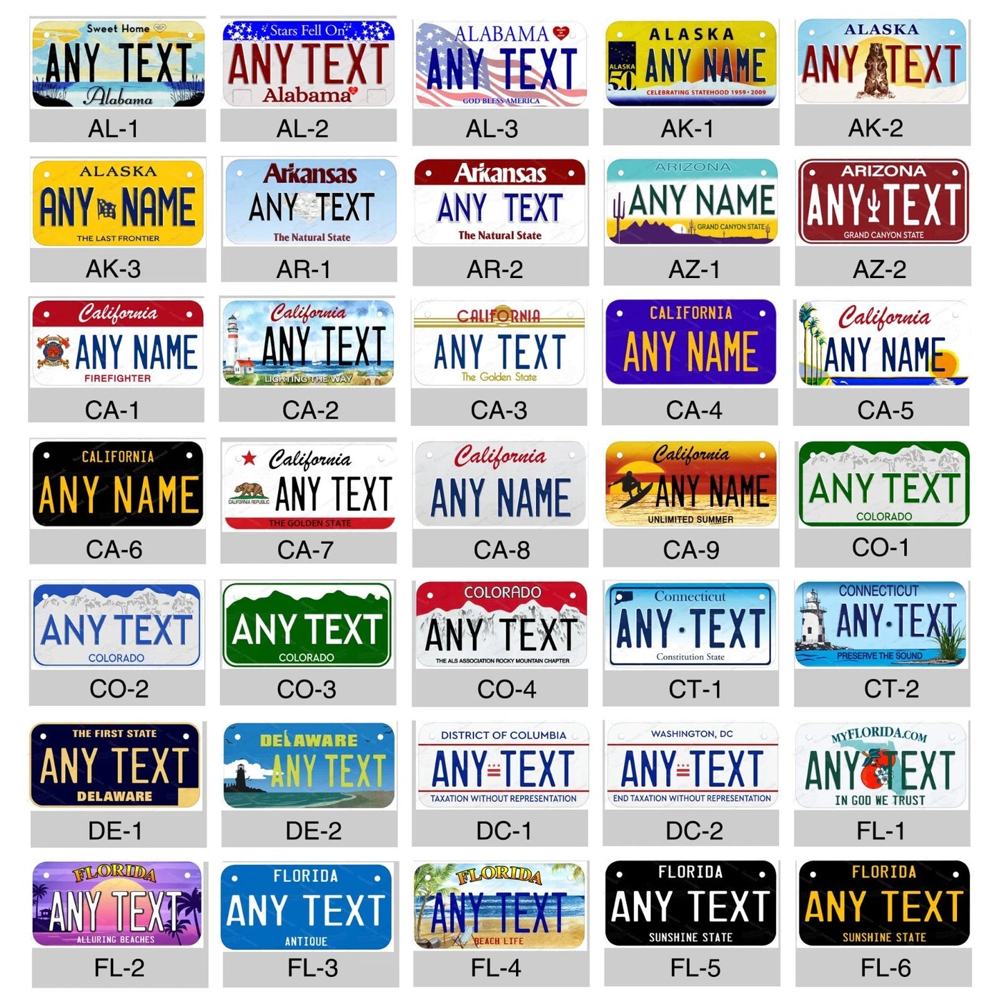 Personalized Any State Kids Mini License Plate Tag for Toys Bicycle Bike etc