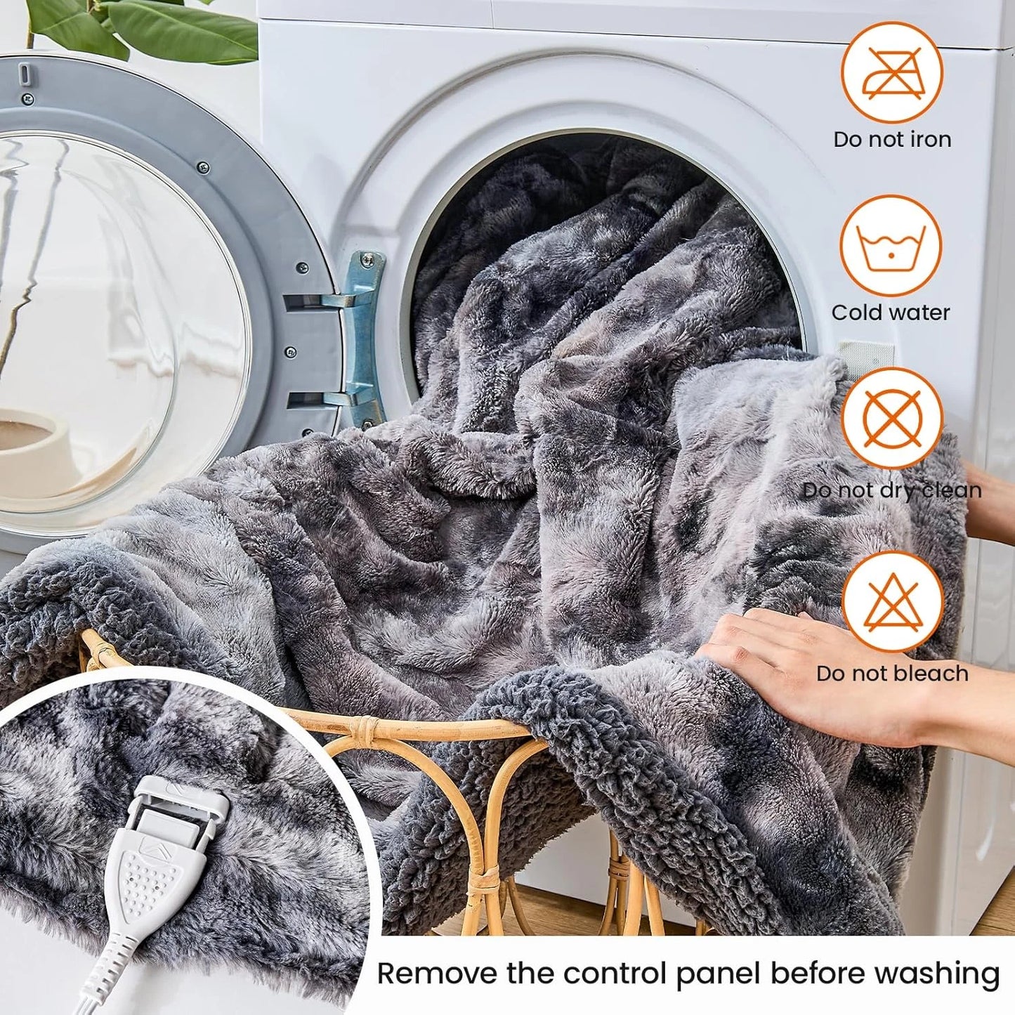 Electric Heated Blanket Throw 50''x60''Size Faux Fur Heating Blanket 10 Heating