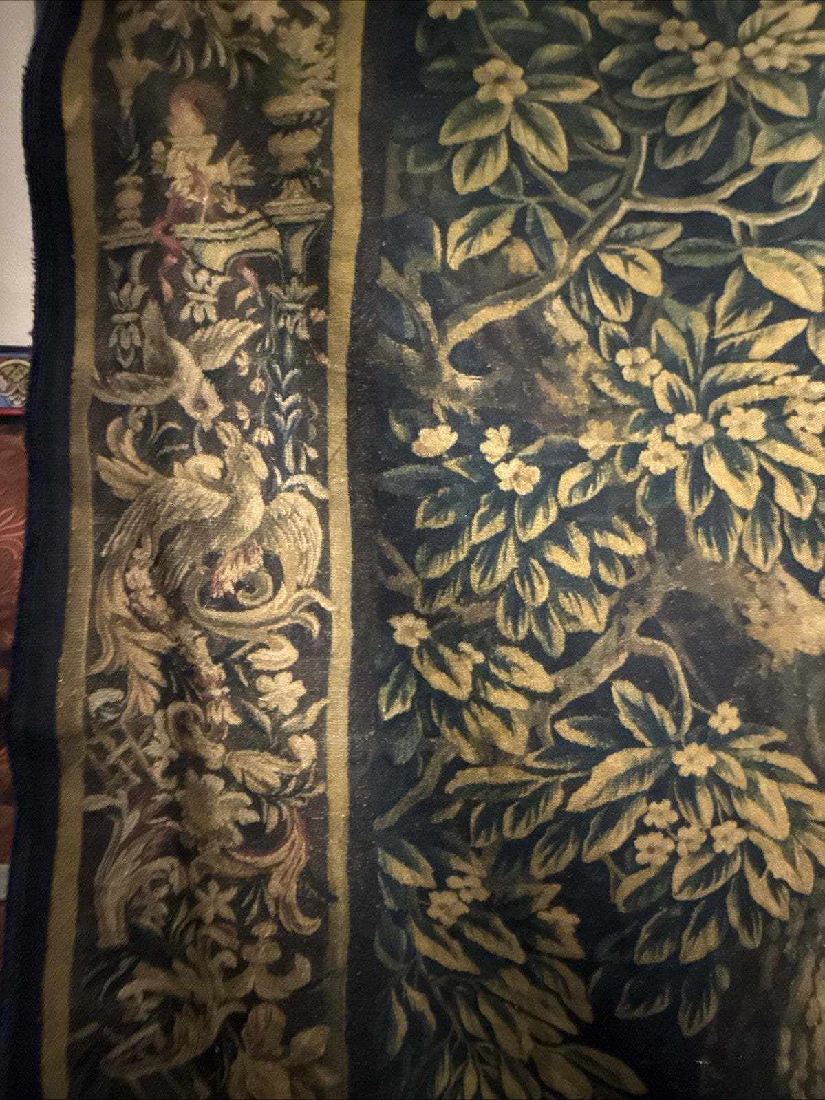 Verdure Tapestry Wall Hanging  17th Century Style Scene Natural Fiber RE559830