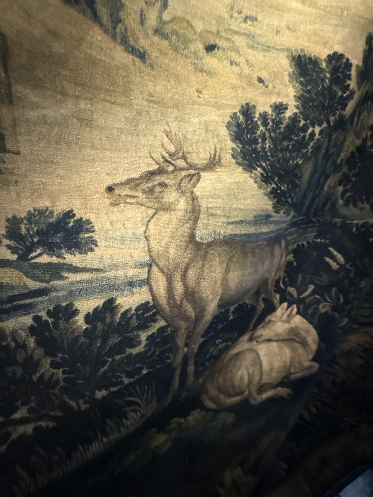 Verdure Tapestry Wall Hanging  17th Century Style Scene Natural Fiber RE559830