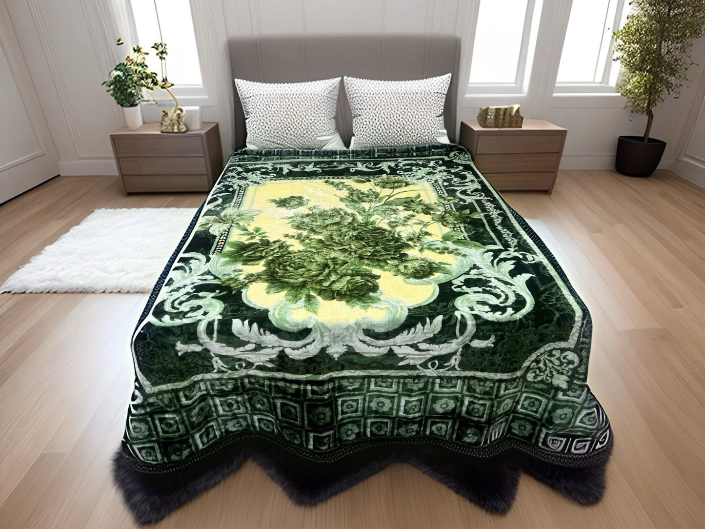 New Super Soft 1 Ply Mink Style Embossed Queen Size Rachel Cozy Blanket 83”x94”