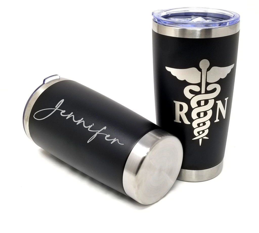 Personalized Custom Registered Nurse RN Appreciation Gift Tumbler 20oz Black