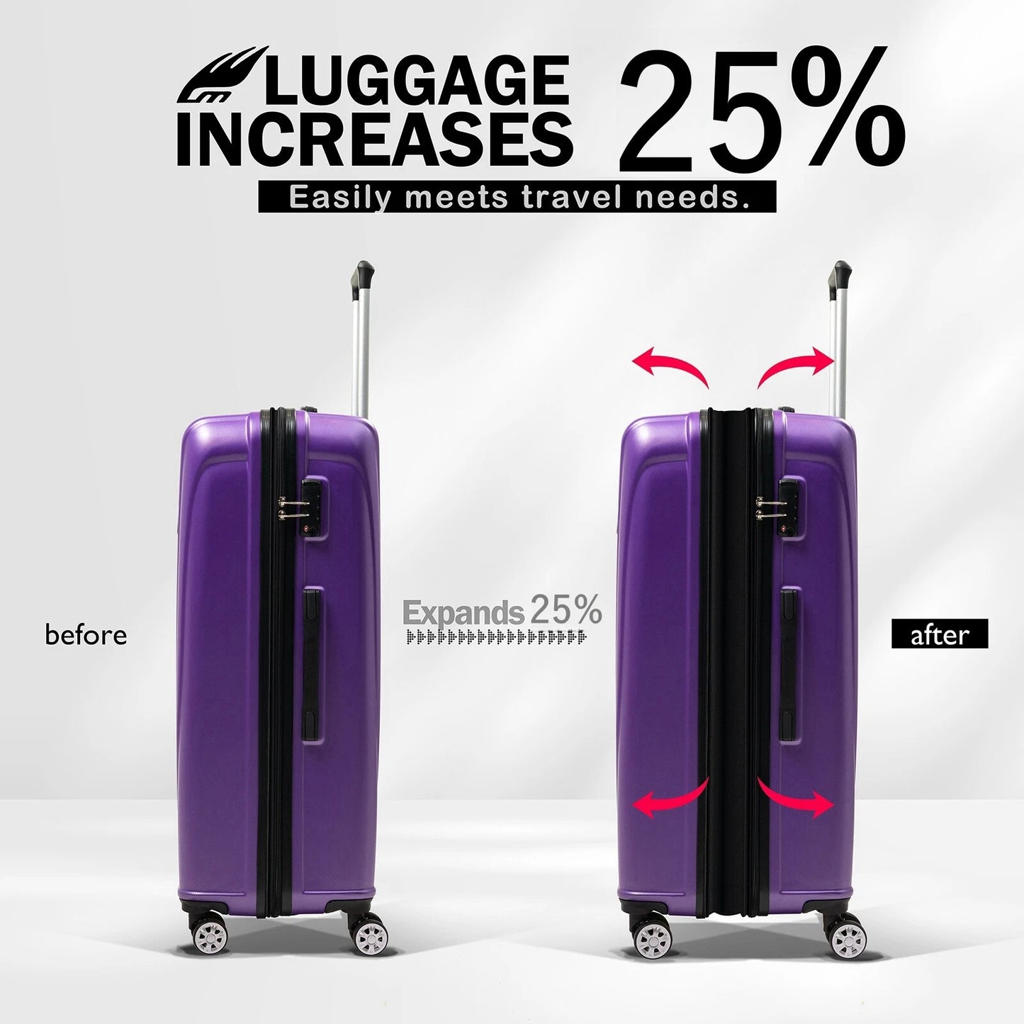 Luggage Set 3 Piece Expandable Suitcase TSA Lock Double Spinner Wheels HardSide