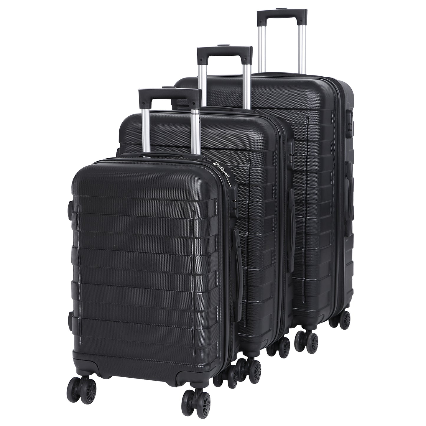 Expandable Luggage Set 3 Piece 21"26"30" Black Hardshell Suitcase with TSA Lock