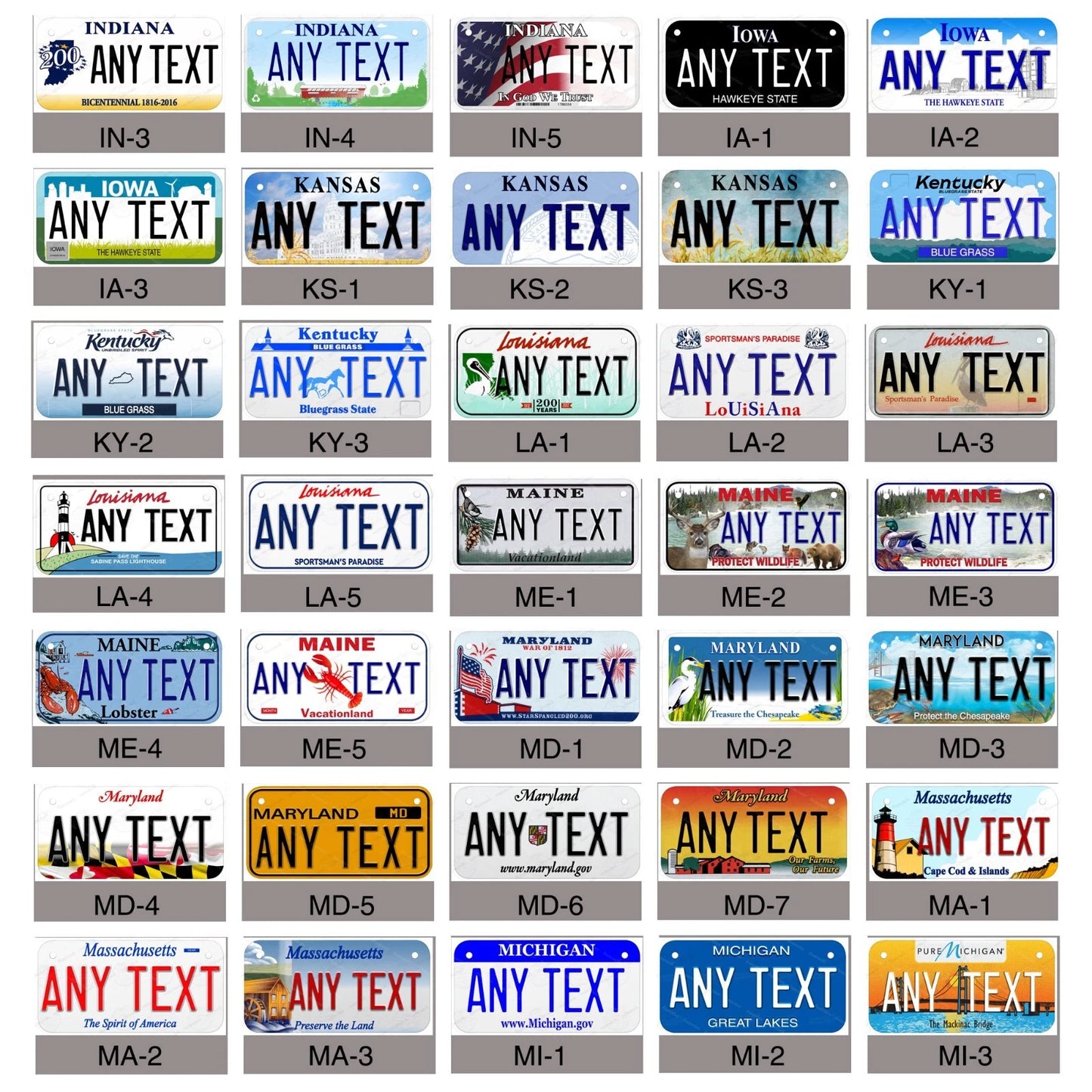 Personalized Any State Kids Mini License Plate Tag for Toys Bicycle Bike etc