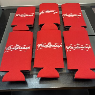 Lot of 6 Budweiser Beer Can Koozies Brand New for 16 or 24 oz cans