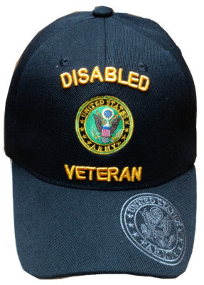 U.S. Army, Disabled Veteran, Emblem on bill, black hat, licensed
