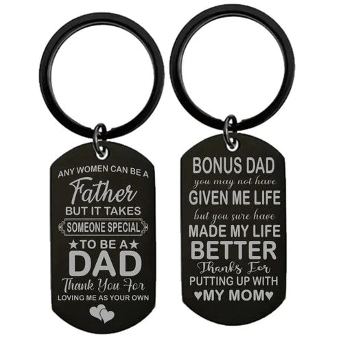 Durable Dog Tag Keychain Any Man Can Be a Father Special Bonus Dad Keepsake Idea