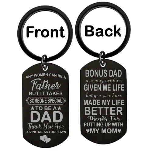 Durable Dog Tag Keychain Any Man Can Be a Father Special Bonus Dad Keepsake Idea