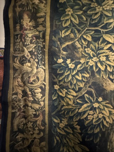 Verdure Tapestry Wall Hanging  17th Century Style Scene Natural Fiber RE559830