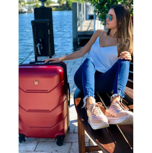 Lightweight 30-inch Red Travel Suitcase Hard Side Luggage with Spinner Wheels