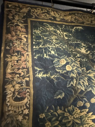 Verdure Tapestry Wall Hanging  17th Century Style Scene Natural Fiber RE559830