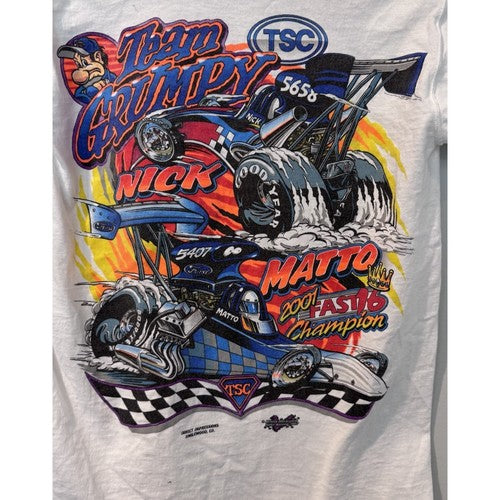VTG Racing Graphic T-Shirt 2001 TSC Fast16 Champions Streetwear Neon Sz Small