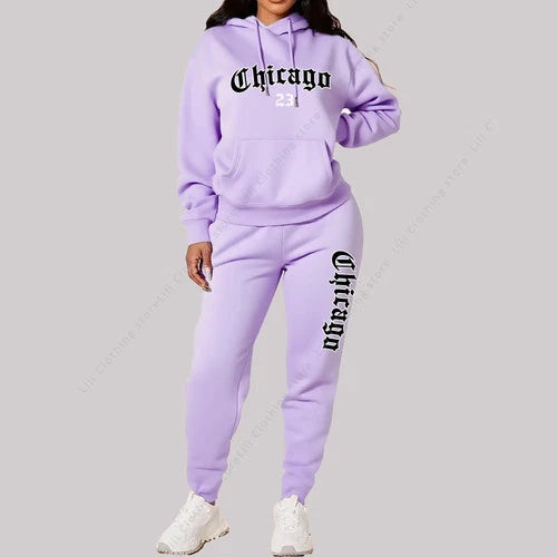 Women's Sets Hoodies Pants 2 Piece Outfits Aesthetic Sportswear Sweatsuit