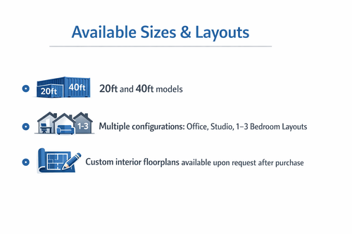 40ft Modular Container Home Prefab Tiny House 2/3 Bed, Bath, Kitchen- Fast Setup