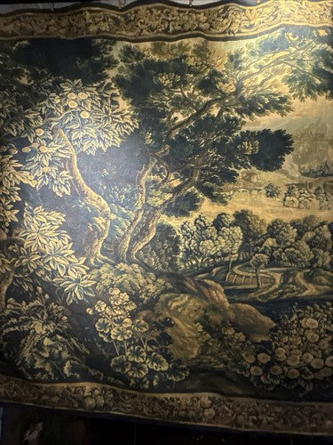 Verdure Tapestry Wall Hanging  17th Century Style Scene Natural Fiber RE559830