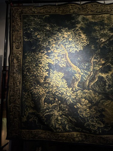 Verdure Tapestry Wall Hanging  17th Century Style Scene Natural Fiber RE559830