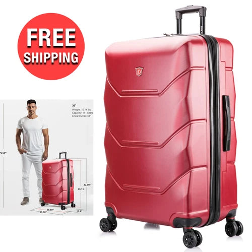 Lightweight 30-inch Red Travel Suitcase Hard Side Luggage with Spinner Wheels