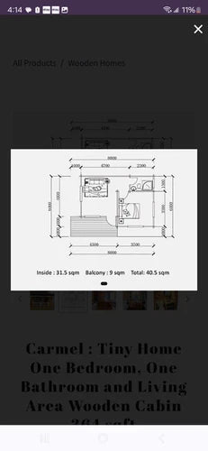 Carmel : Tiny Home One Bedroom, One Bathroom and Living Area Wooden Cabin364sqft