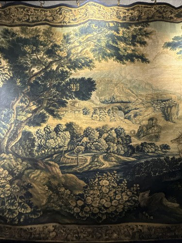 Verdure Tapestry Wall Hanging  17th Century Style Scene Natural Fiber RE559830