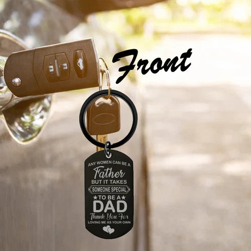 Durable Dog Tag Keychain Any Man Can Be a Father Special Bonus Dad Keepsake Idea