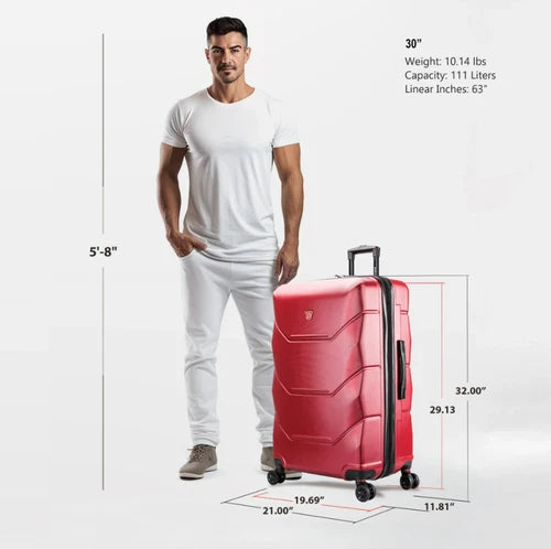 Lightweight 30-inch Red Travel Suitcase Hard Side Luggage with Spinner Wheels