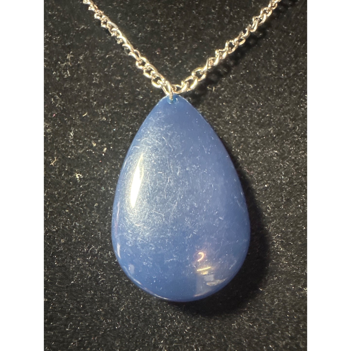 Blue Teardrop Pendant Necklace & Earrings Set