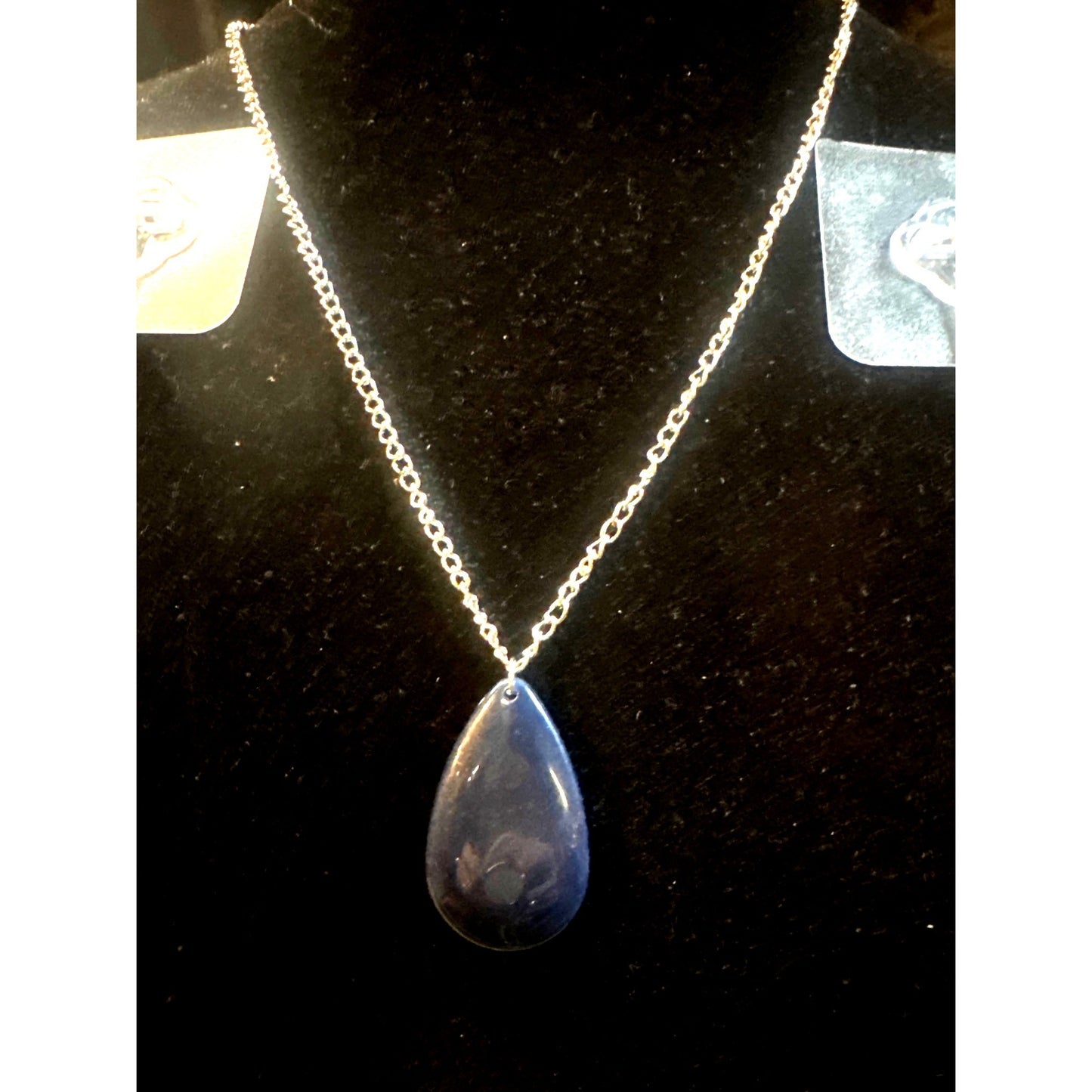 Blue Teardrop Pendant Necklace & Earrings Set