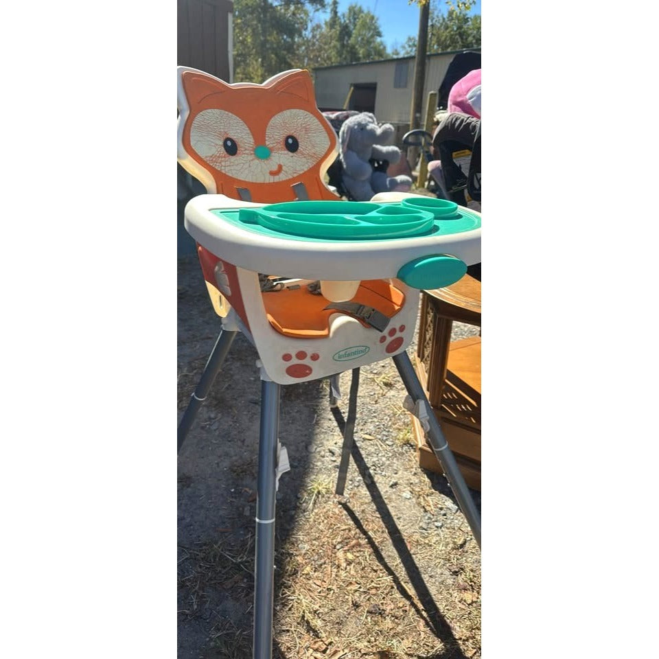 Infantino Fox-Themed High Chair With Removable Tray Adjustable Height And Safety Straps