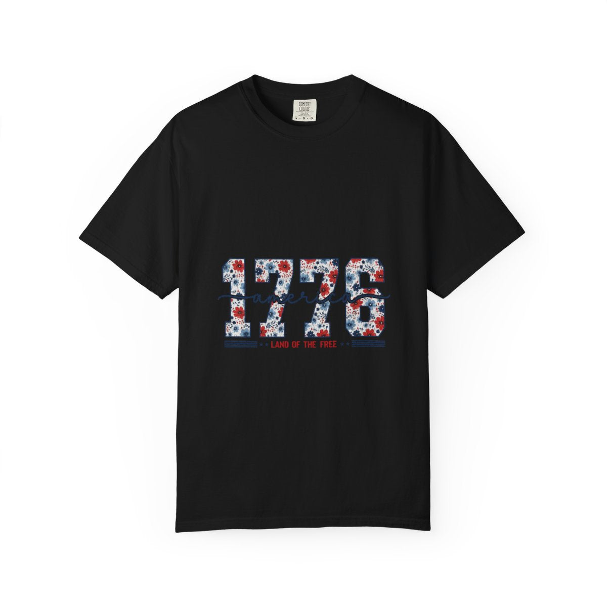 Patriotic Floral 1776 Americana Tee, Custom Independence Day Shirt, Vintage Style Flower Design, Land of the Free Gift