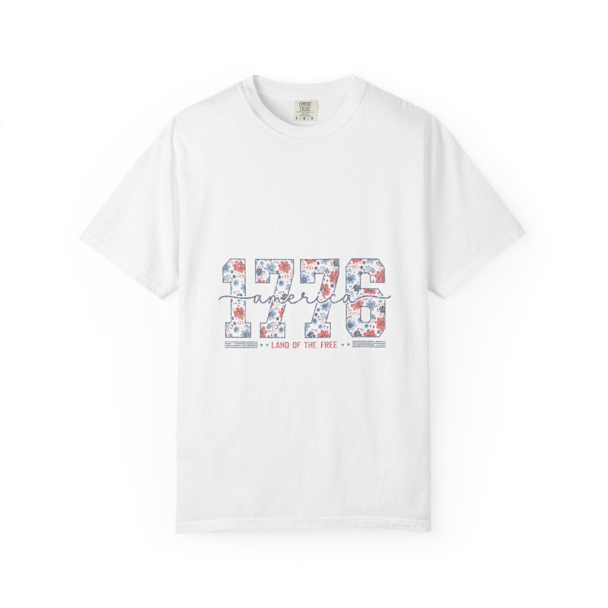 Patriotic Floral 1776 Americana Tee, Custom Independence Day Shirt, Vintage Style Flower Design, Land of the Free Gift